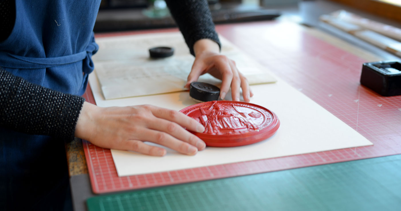 Conservation work on the RHN Royal charter seal