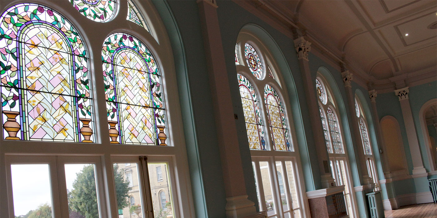 restored stained glass at Royal Hospital for Neuro-disability